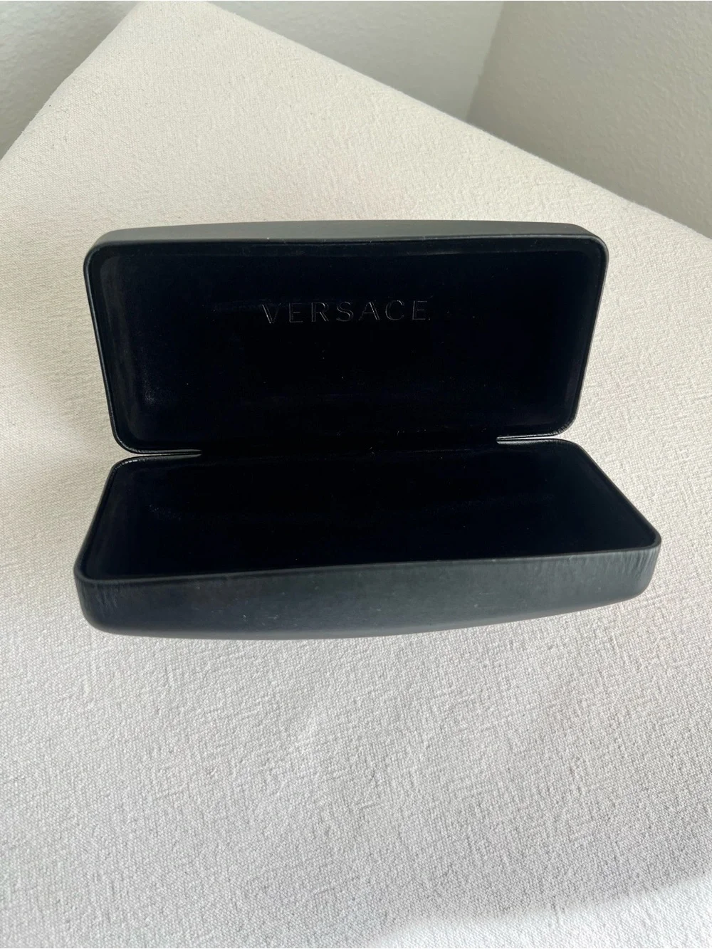 Versace Black Eyewear Case with Gold Lettering
